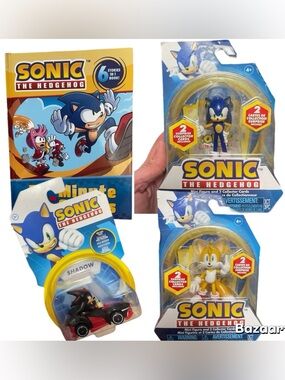 New Sonic The Hedgehog Bundle Action Figures Sonic Tails Car Shadow Book